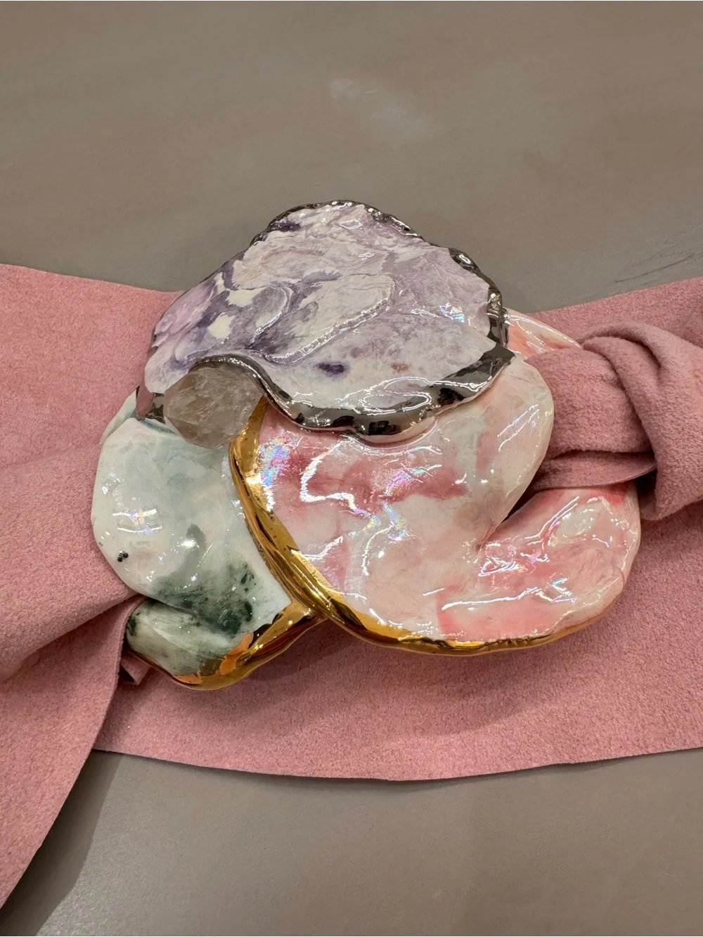 Blush Pink Floral Ceramic Accent Waist Belt